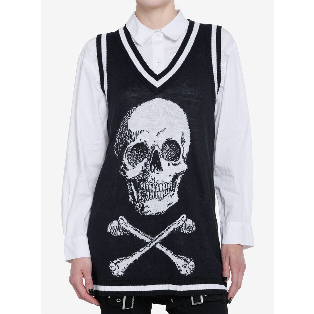 Cosmic Aura Women’s Skull Black Sweater Small‎